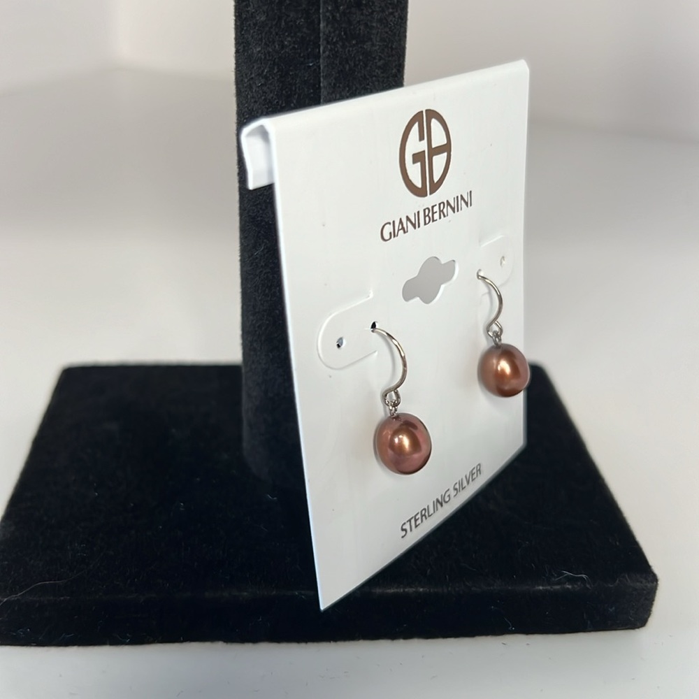 NWOT Giani Bernini Chocolate Cultured Freshwater Pearls Earrings Sterling Silver - Picture 5 of 5
